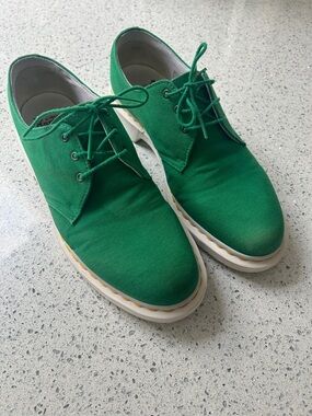Dr. Martens Green Canvas Chukka Boots with White Sole